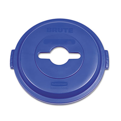 Rubbermaid Commercial Single Stream Recycling Top for BRUTE 32 gal Containers, Blue (1788380)