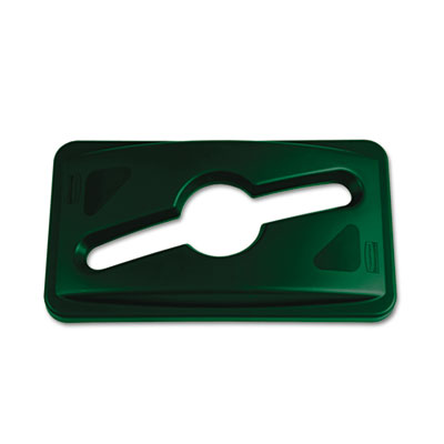 Rubbermaid Commercial Slim Jim Single Stream Recycling Top for Slim Jim Containers, 12.1w x 21d x 2.75h, Dark Green (1788373EA)