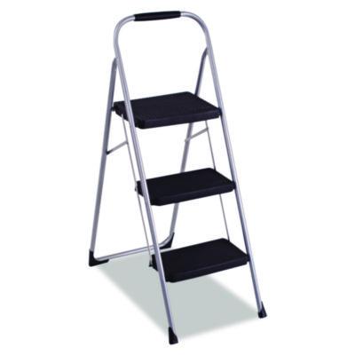 COSCO 3-Step Big Step Folding Stool, 200 lb Capacity, 17.75 x 28 x 45.63, Light Gray (11408PBL1E)