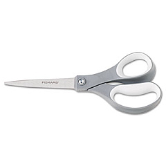 Fiskars CONTOURED PERFORMANCE SCISSORS, 8" LONG, 3.13" CUT LENGTH, GRAY STRAIGHT HANDLE (01004761J)