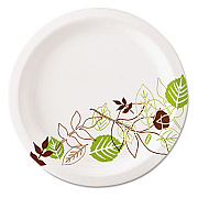 Dixie Pathways Soak-Proof Shield Mediumweight Paper Plates, 6.88" dia, Green/Burgundy, 125/Pack, 8 Packs/Carton (UX7PATH)