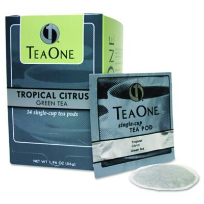 Tea One Tea Pods, Tropical Citrus Green, 14/Box (20700)