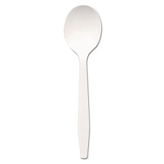 Dixie Plastic Cutlery, Mediumweight Soup Spoon, White, 1,000/Carton (PSM21)