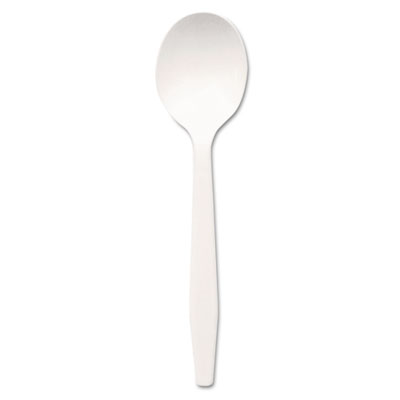 Dixie Plastic Cutlery, Mediumweight Soup Spoon, White, 1,000/Carton (PSM21)