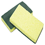 AbilityOne 7920015664130, SKILCRAFT, Cellulose Scrubber Sponge, 3.25 x 6.25, 0.75" Thick, Yellow/Green, 3/Pack