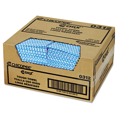 Chix Tough Towels, 13 1/4 x 24, Blue/White, 150/Carton (0312)