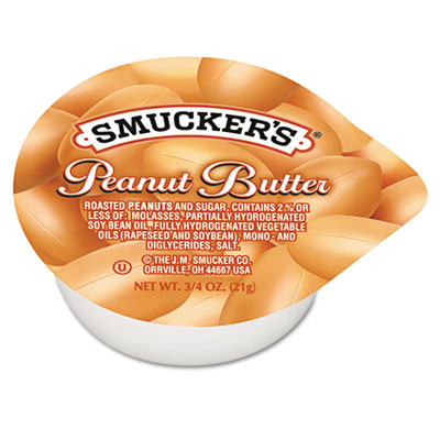 SMUCKER'S PEANUT BUTTER, SINGLE SERVING PACKS, 0.75 OZ, 200/CARTON (2282)