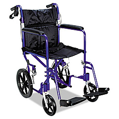 Medline Excel Deluxe Aluminum Transport Wheelchair, 19w x 16d, 300 lb Capacity (MDS808210ABE)