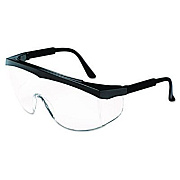 MCR Safety Stratos Safety Glasses, Black Half Frame OTG, Clear Single Lens, 12/Box (SS110BX)
