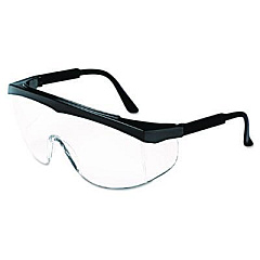 MCR Safety Stratos Safety Glasses, Black Half Frame OTG, Clear Single Lens (SS110)
