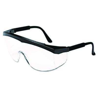 MCR Safety Stratos Safety Glasses, Black Half Frame OTG, Clear Single Lens, 12/Box (SS110BX)