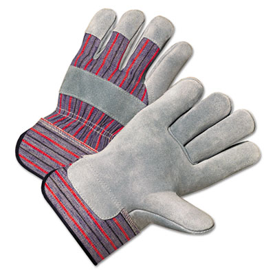 Anchor Brand 2000 Series Leather Palm Gloves, Gray/Red, Large, 12 Pairs (ANR2100)