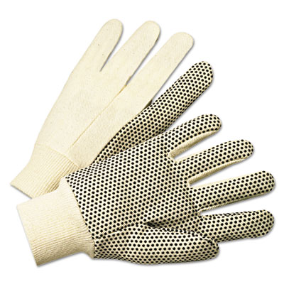 Anchor Brand Pvc-Dotted Canvas Gloves, White, One Size Fits All, 12 Pairs (ANR1000)
