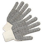Anchor Brand PVC-Dotted String Knit Gloves, Natural White/Black, Large, 12 Pairs (ANR6705)