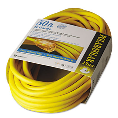 CCI Polar/solar Indoor-Outdoor Extension Cord With Lighted End, 50ft, Yellow (01688)