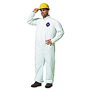 DuPont Tyvek Coveralls, Open Wrist/ankle, Hd Polyethylene, White, Large, 25/carton (TY120SL)