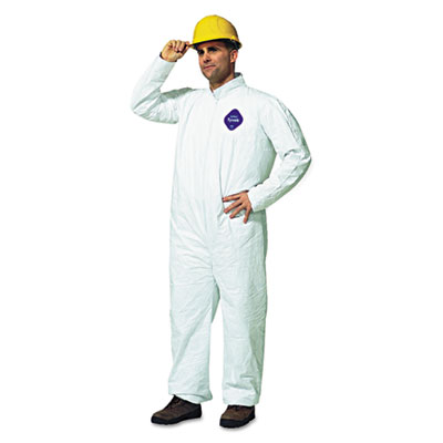 DuPont Tyvek Coveralls, Open Wrist/ankle, Hd Polyethylene, White, Large, 25/carton (TY120SL)