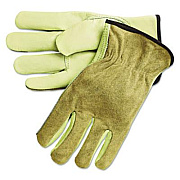 MCR Safety Dual Leather Industrial Gloves, Gunn Cut, Keystone Thumb, Large, Cream/Russet, 12 Pairs (3205L)