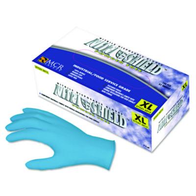 MCR Safety Disposable Nitrile Gloves, Powder-Free, Large, 4 mil Thick, Blue, 100/Box (6015L)