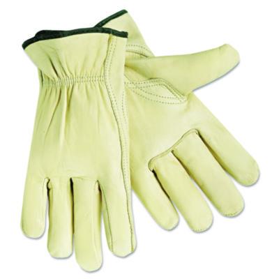 MCR Safety Economy Leather Drivers Gloves, Gunn Cut, Keystone Thumb, Large, Cream, 12 Pairs (3211L)