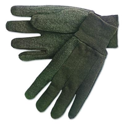 MCR Safety Dotted-Palm Cotton Jersey Gloves, Clute Cut, Straight Thumb, Large, Brown, 12 Pairs (7800)
