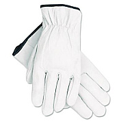 MCR Safety Grain Goatskin Driver Gloves, Gunn Cut, Straight Thumb, Large, White, 12 Pairs (3601L)