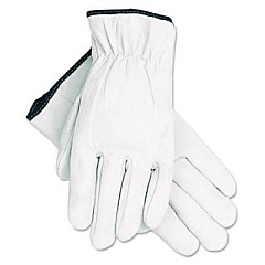 MCR Safety Grain Goatskin Driver Gloves, Gunn Cut, Straight Thumb, Large, White, 12 Pairs (3601L)