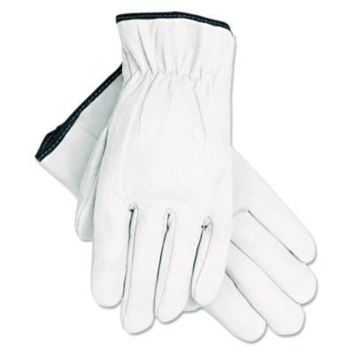 MCR Safety Grain Goatskin Driver Gloves, Gunn Cut, Straight Thumb, Large, White, 12 Pairs (3601L)