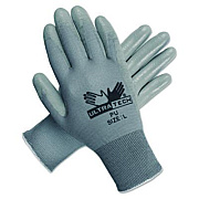 MCR Safety Ultra Tech Tactile Dexterity Work Gloves, EN388: 4131, Large, White/Gray, 12 Pairs (9696L)