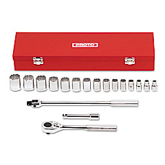 PROTO 18-Piece Mechanic's Tool Set, Sae, 1/2" Drive, 3/8" To 1 1/4", 6-Point (54122)