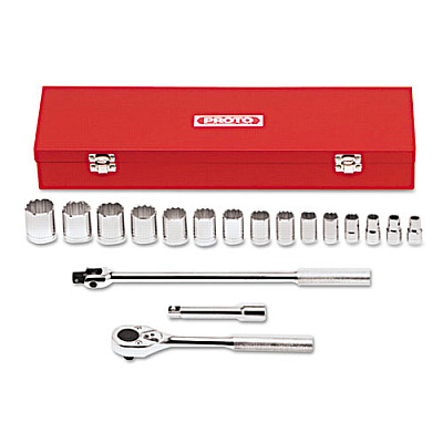 PROTO 18-Piece Mechanic's Tool Set, Sae, 1/2" Drive, 3/8" To 1 1/4", 6-Point (54122)