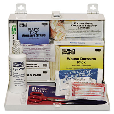 Pac-Kit 25-Person Steel First-Aid Kit, w/Eyewash, 143 Pieces, Steel Case (6100)