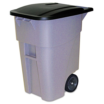 Rubbermaid Commercial Brute Roll Out Container with Lid, 50 gal, Gray (9W27G)
