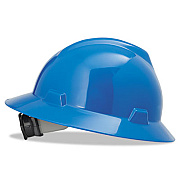MSA V-Gard Full-Brim Hard Hats, Ratchet Suspension, Size 6 1/2 - 8, Blue (475368)