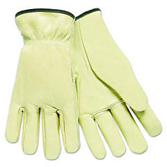 MCR Safety Top Grain Cowhide Leather Drivers Gloves, Gunn Cut, Straight Thumb, Medium, Tan, 12 Pairs (3200M)