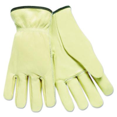 MCR Safety Top Grain Cowhide Leather Drivers Gloves, Gunn Cut, Straight Thumb, Large, Tan, 12 Pairs (3200L)