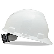 MSA V-Gard Hard Hats, Ratchet Suspension, Size 6 1/2 - 8, White (475358)