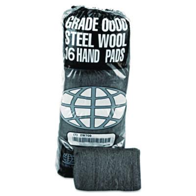 GMT Industrial-Quality Steel Wool Hand Pads, #0000 Super Fine, Steel Gray, 16 Pads/Sleeve, 12 Sleeves/Carton (117000)
