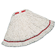 Rubbermaid Commercial Web Foot Wet Mop, Cotton/synthetic, White, Medium, 1" Green Headband, 6/carton (A112WHI)