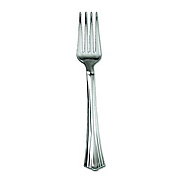 WNA Heavyweight Plastic Forks, Reflections Design, Silver, 600/Carton (610155)