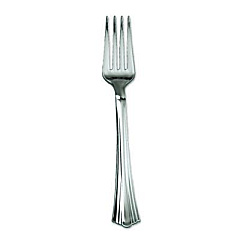 WNA Heavyweight Plastic Forks, Reflections Design, Silver, 600/Carton (610155)