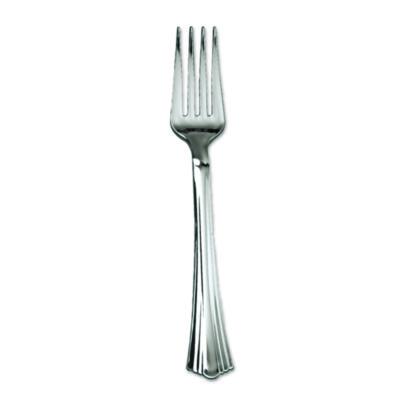 WNA Heavyweight Plastic Forks, Reflections Design, Silver, 600/Carton (610155)