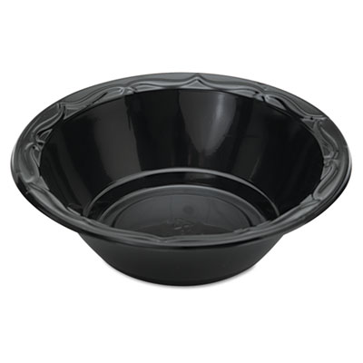 Genpak Silhouette Plastic Dinnerware, Bowl, 12 Oz, Black, 125/pack, 8 Packs/carton (BLK21)