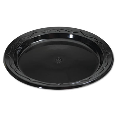 Genpak Silhouette Black Plastic Plates, 6 Inches, Round, 125/pack (BLK06)