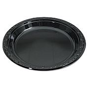 Genpak Silhouette Black Plastic Plates, 10 1/4 Inches, Round (BLK10)