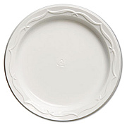 Genpak ARISTOCRAT PLASTIC PLATES, 6", WHITE, ROUND, 125/PK, 8 PK/CT (70600)