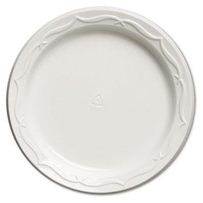Genpak ARISTOCRAT PLASTIC PLATES, 6", WHITE, ROUND, 125/PK, 8 PK/CT (70600)