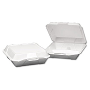 Genpak Foam Hinged Container, 3-Compartment, Jumbo, 10-1/4x9-1/4x3-1/4, White, 200/Carton (25300)