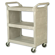 Rubbermaid Commercial UTILITY CART, 300-LB CAPACITY, THREE-SHELF, 32W X 18D X 37.5H, PLATINUM (335588PLA)