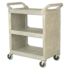 Rubbermaid Commercial UTILITY CART, 300-LB CAPACITY, THREE-SHELF, 32W X 18D X 37.5H, PLATINUM (335588PLA)